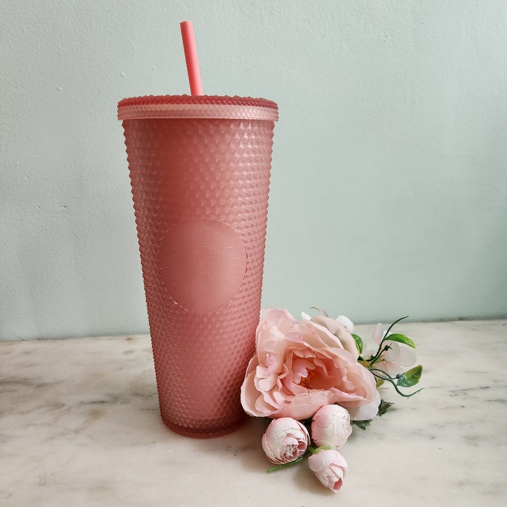 Limited Edition 2022 Starbucks Studded Matte Pastel Pink 24oz Tumbler Brand New